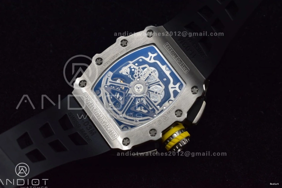 SS A7750 1:1 Crystal KVF Black Dial Black RM011 Chrono on Strap Best V3 Edition Rubber 0121